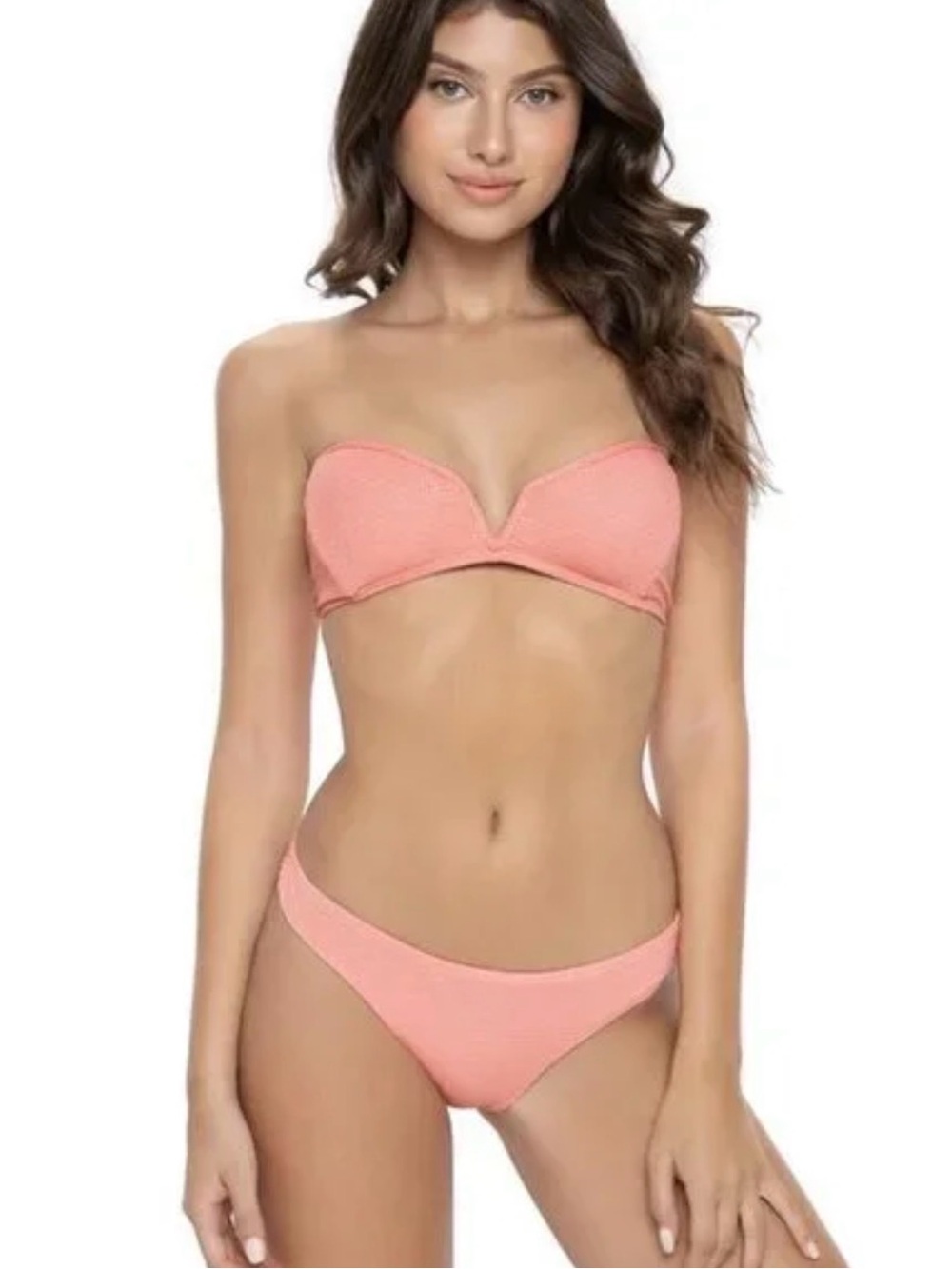 Pilyq Swim Coral Coast Chrissy Bandeau/Basic Ruched Bikini Bottom Set